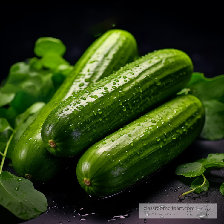 fresh organic cucumbers with a leafy herb