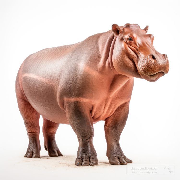 Hippopotamus side view islated on white background