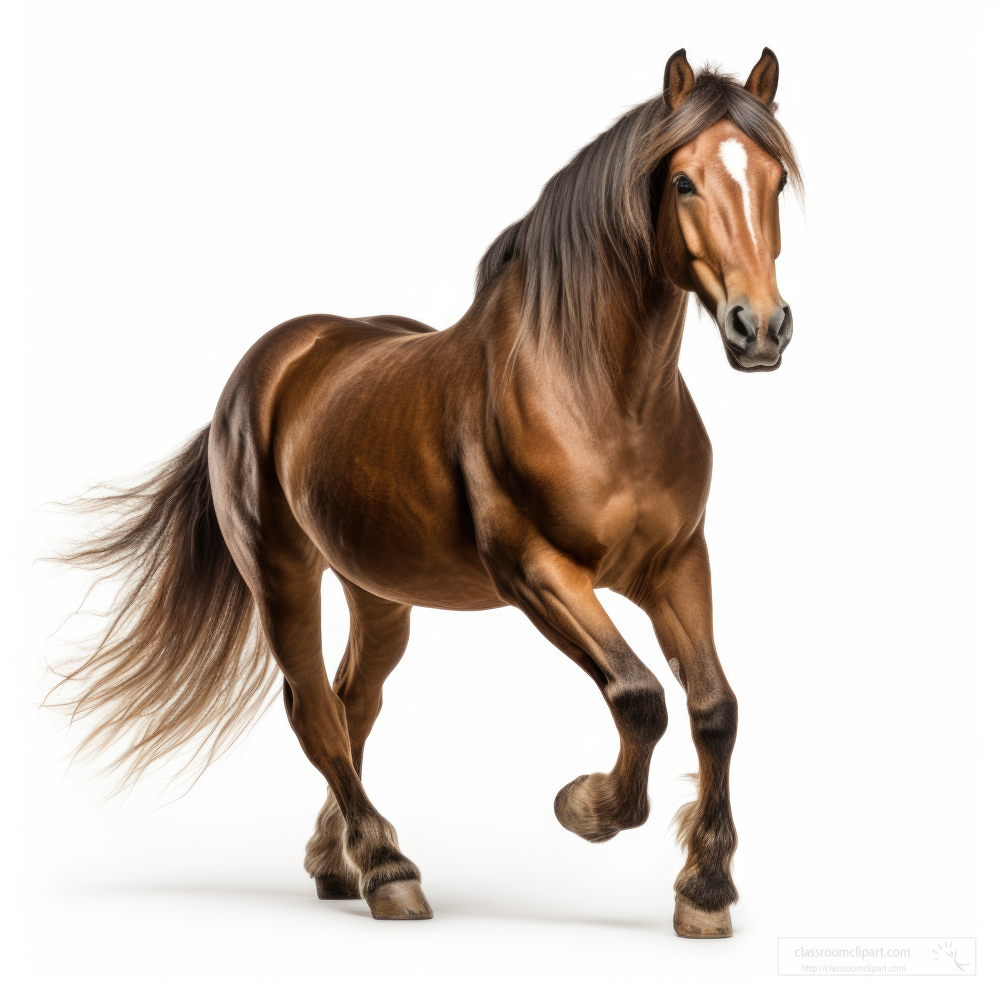 Horse running isolated on white background