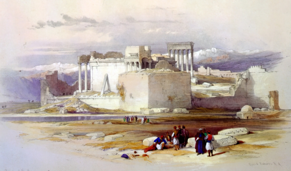 Lesser temple of Baalbec 1839 looking towards Mount 
Lebanon