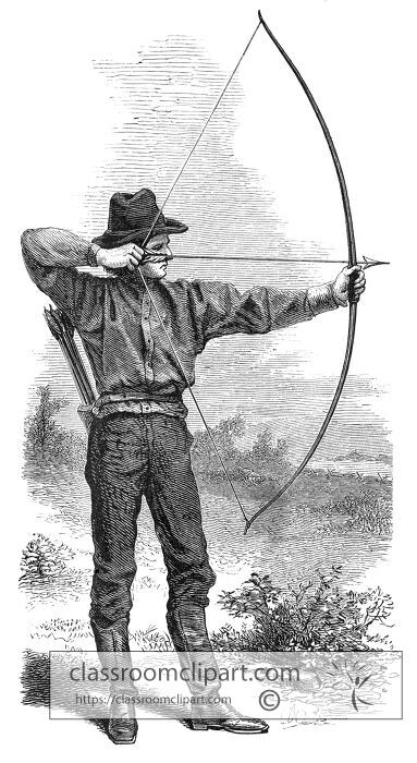 Man aiming bow and arrow to the side