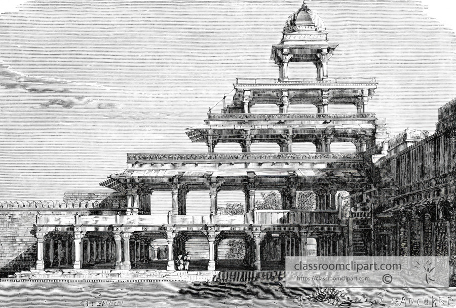 panch mahal india historical illustration