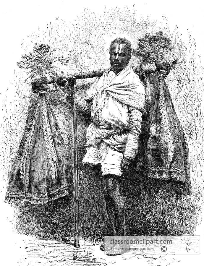 pilgrim carrying religious relics historical illustration