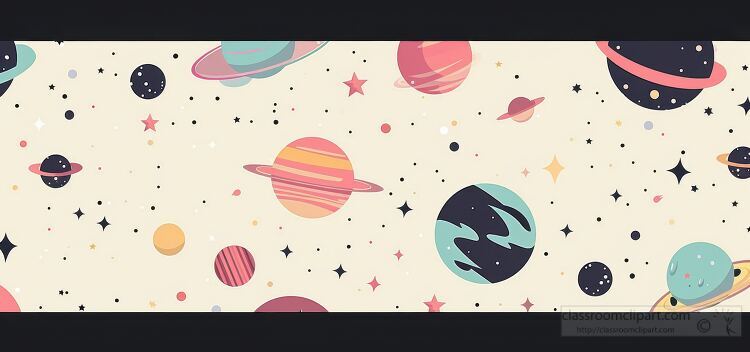 planets and stars scattered across a space background