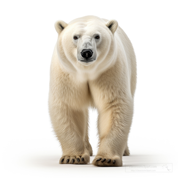 polar bear front view isolated on white background