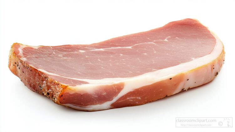 portion of ham with a tender pink surface and a layer of fat