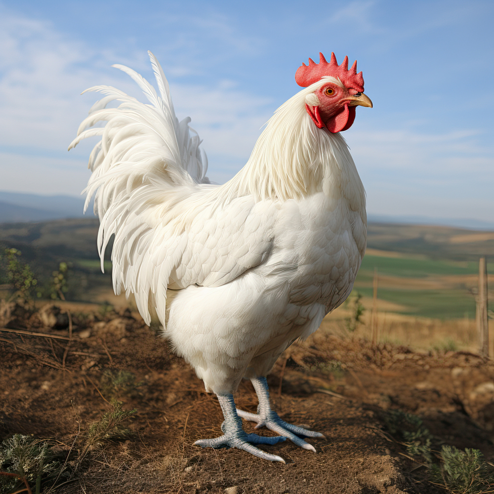 protected French Bresse Chicken on a farm