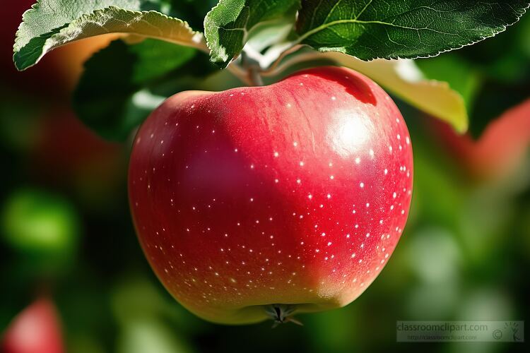 resh red apple with a hint of yellow near the stem