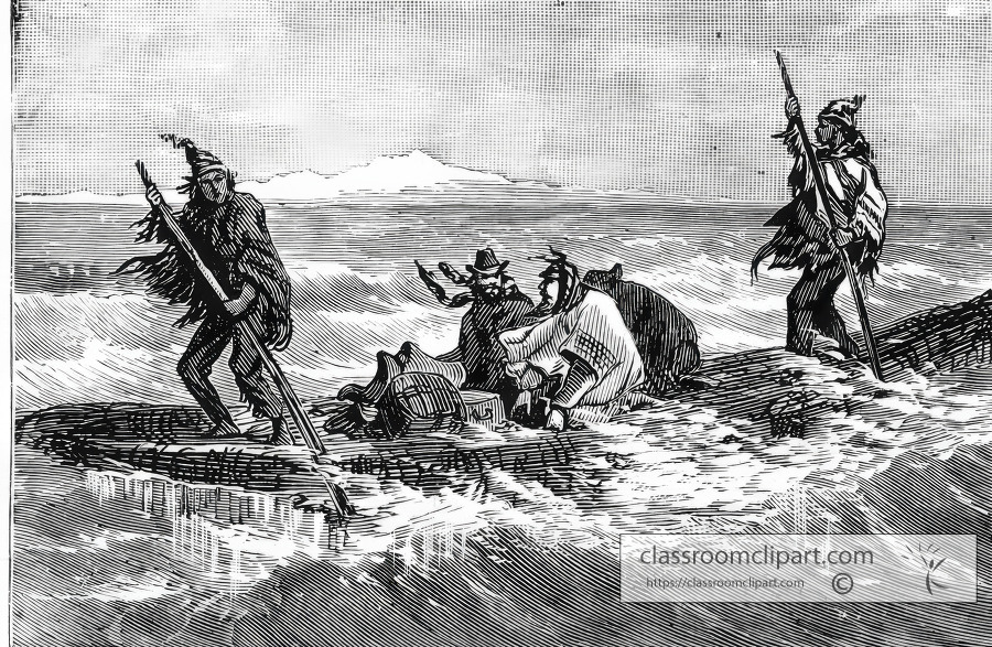 ride on a balsa lake titicaca historical illustration