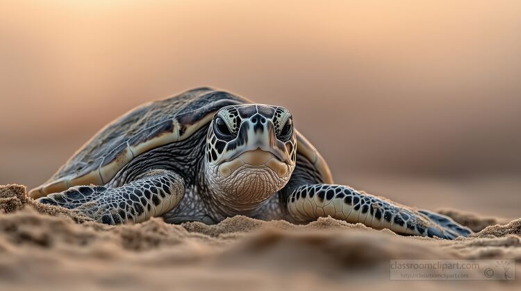 Ridley Sea Turtle on a sandy beach