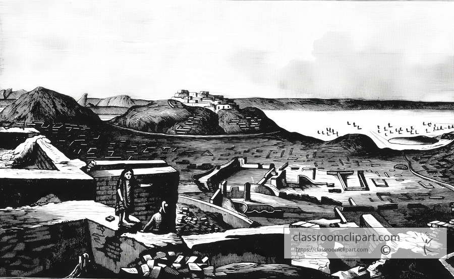 ruins of pachacatnac historical illustration