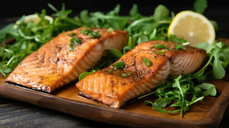 salmon fillets seasoned with lemon