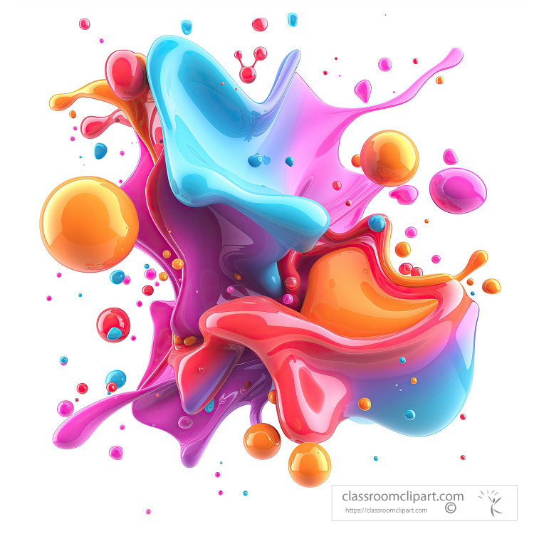 shinny colorful fluids in an abstract splash