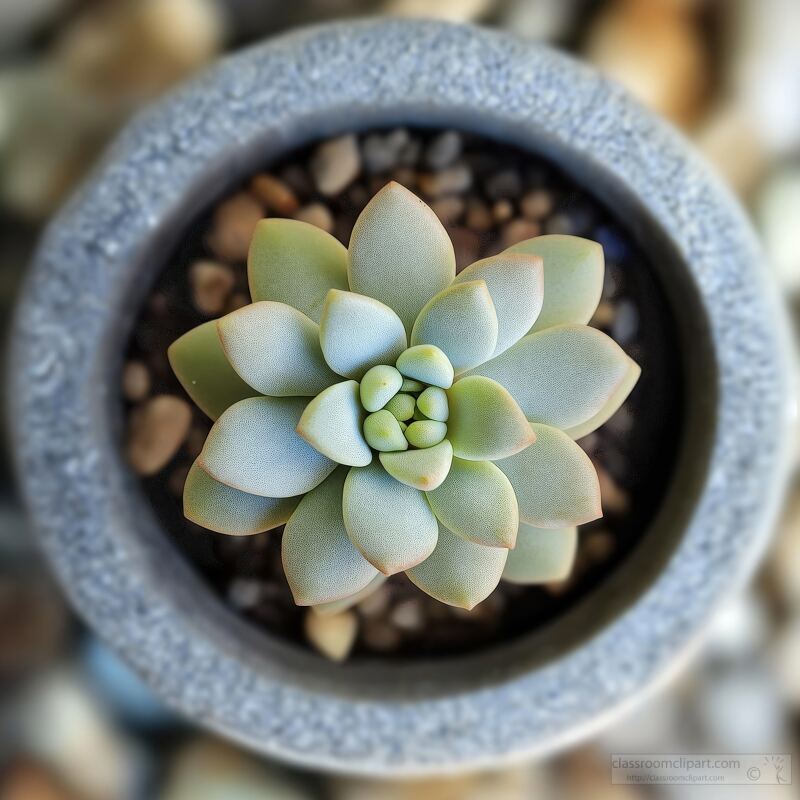 Small Succulent in a Pot Viewed From Above