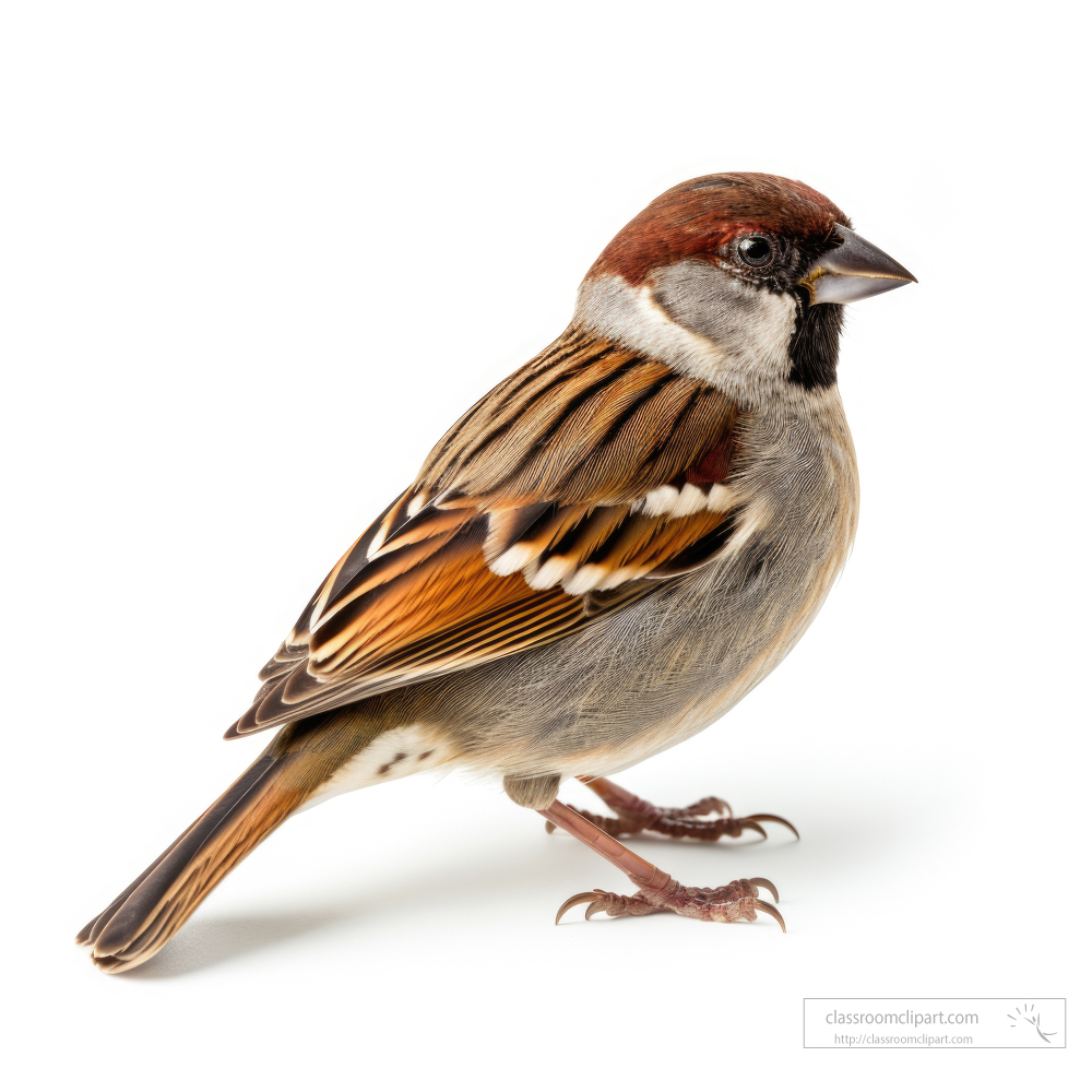 sparrow bird side view isolated on white background