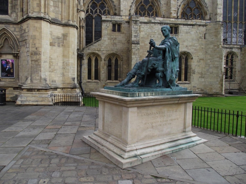 Statue of Roman Emperor Constantine at the south transept of Yor