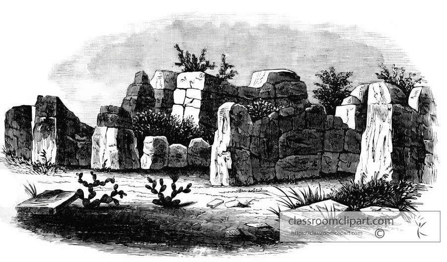 stones in the wall of cuzco historical illustration