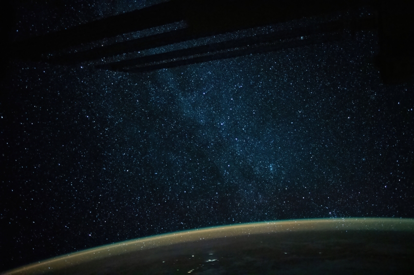 the milky way lights up an orbital night pass