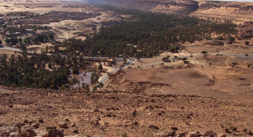 The oasis village of Taghit in the Sahara