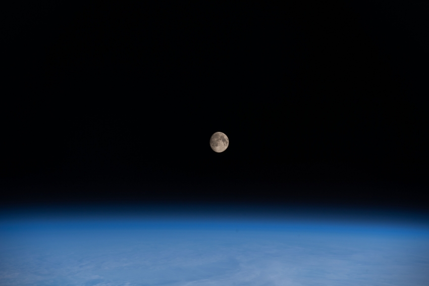 the waxing gibbous moon above southwest kazakhstan