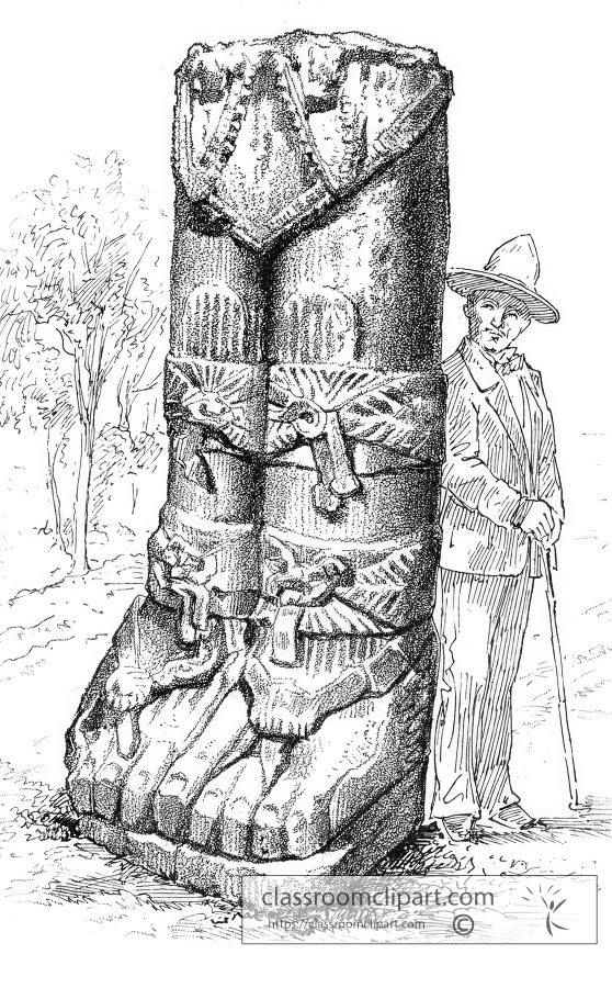 Toltec Caryatid mexico historic illustration