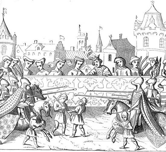 tournaments in honour of the of a queen medieval illustration