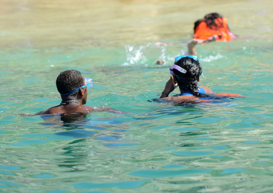 two people snorkeling cabo san lucas