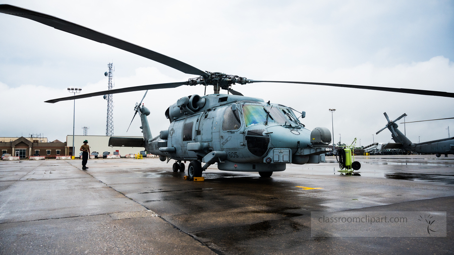 U S  Navy MH 60 Seahawk Helicopter set for departure