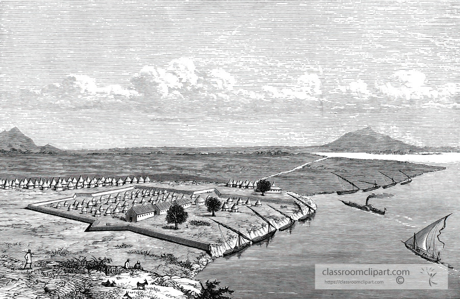 view of gondokoro sudan from the river historical illustration a