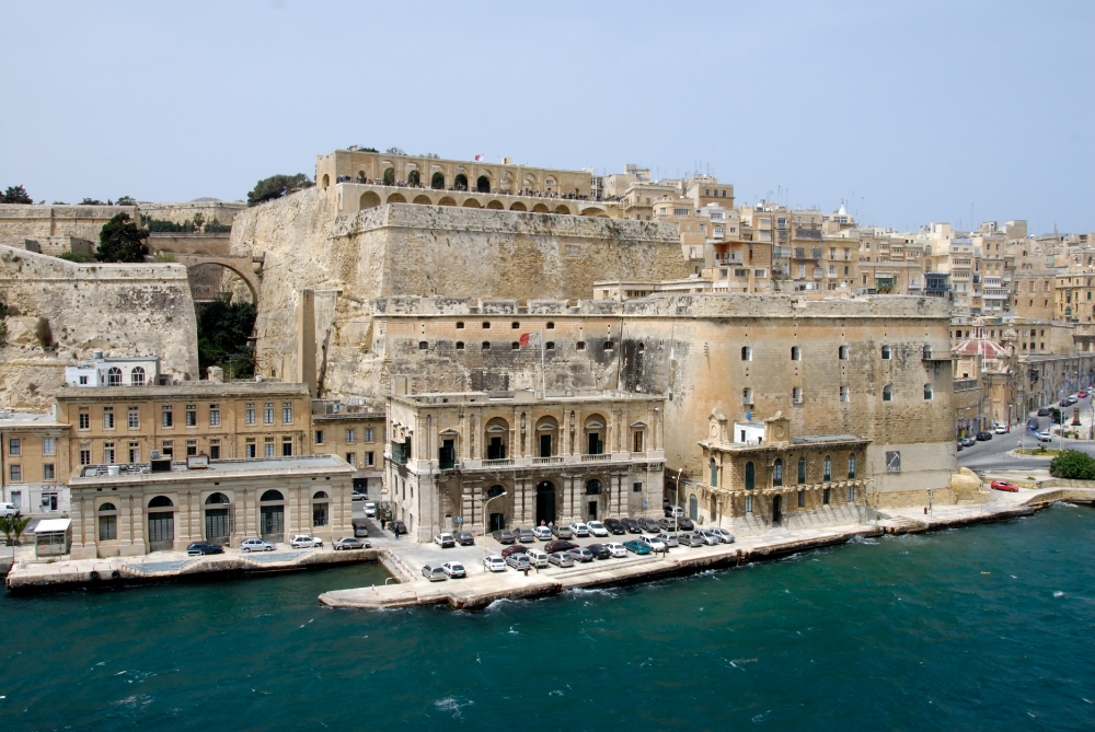 View of the Coast of Valletta Malta architectural details