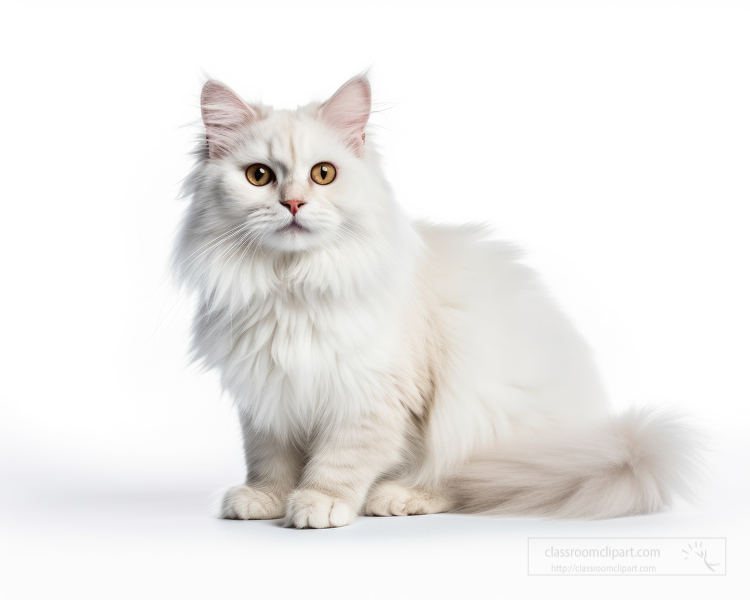 white cat on a white background