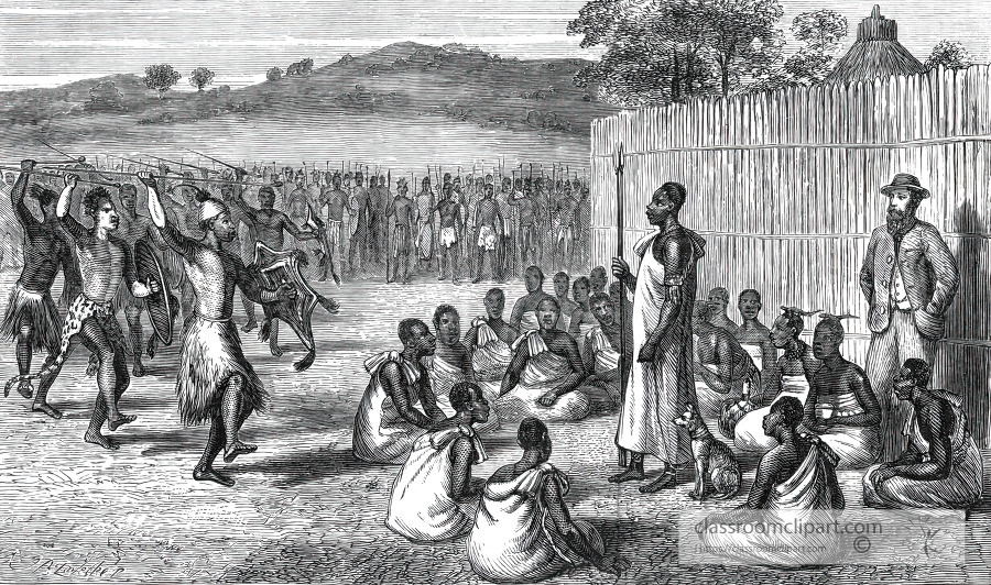 with native villagers historical illustration africa