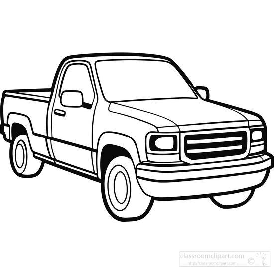 pickup truck with a standard cab black outline