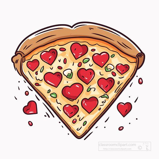 pizza slice topped with heart shaped pepperoni and cheese clipar