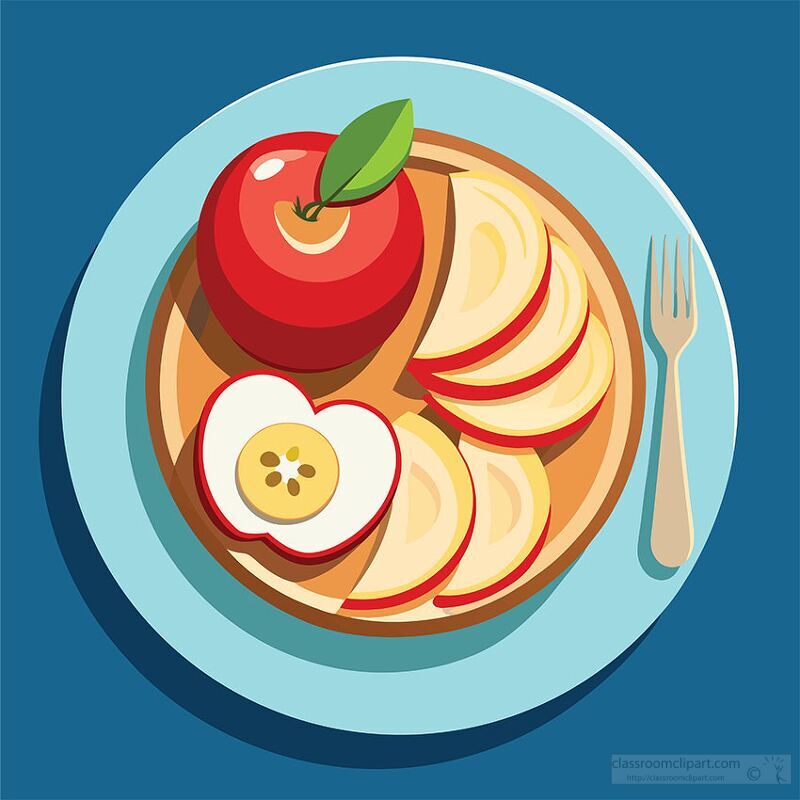 plate of sliced apples with whole apple