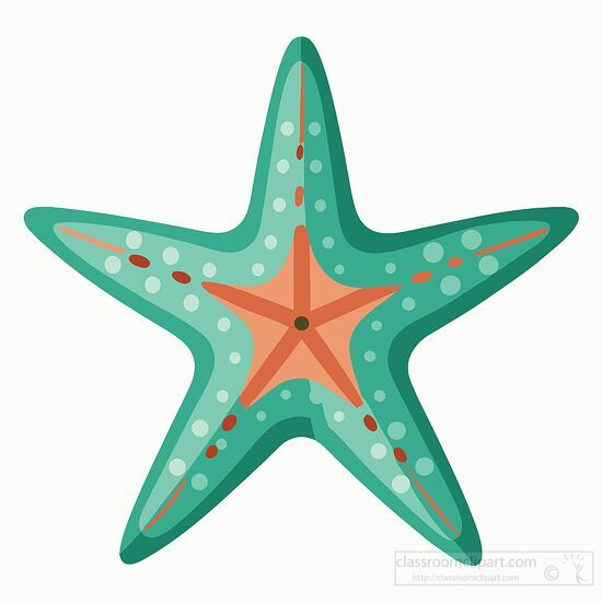 playful starfish in shades of blue and orange with dotted patter