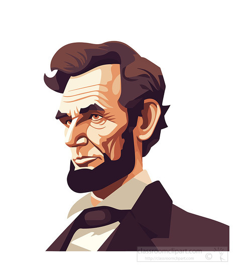 portrait of president lincoln flat design white background