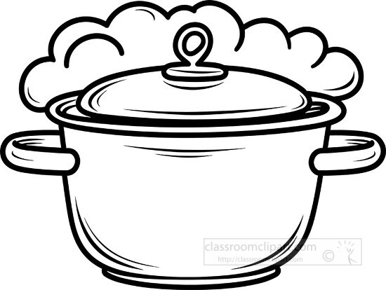 pot steam comes out of the pot black outline clip art