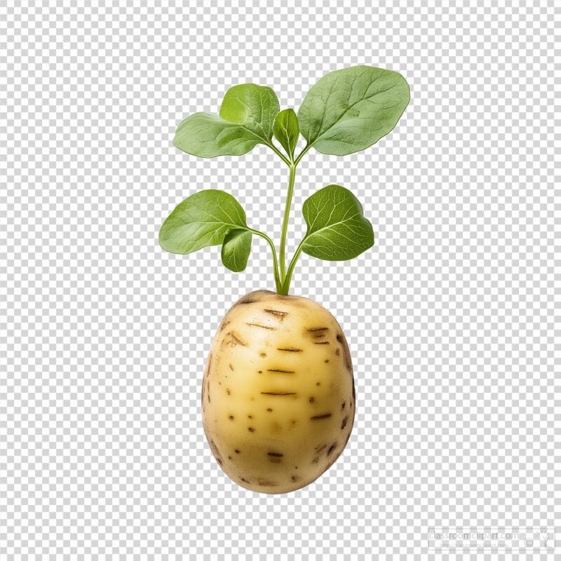 Potato With Green Shoots Growing in a Natural Setting