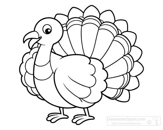 printable side view of a turkey with its wings