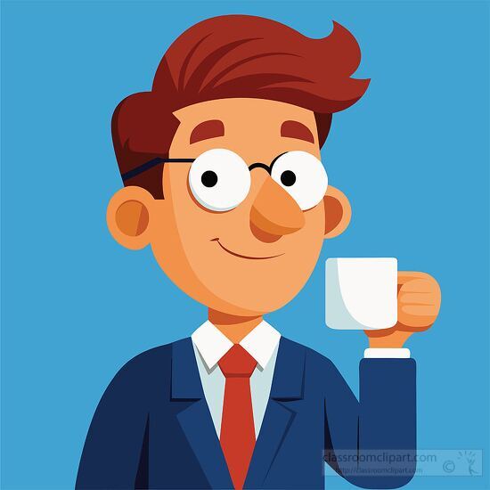 professional man with brown hair with coffee mug