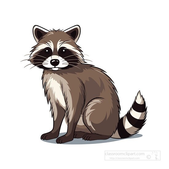 raccoon animal sits on al four legs clip art