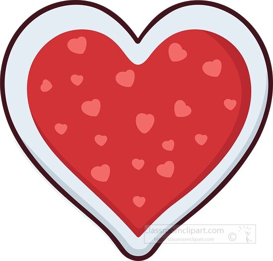 red heart sticker with dotted accents on a white background