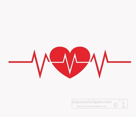 red heart with a sharp electrocardiogram pulse representing hear