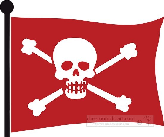 red pirate flag with white skull