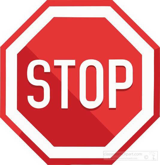 red traffic stop sign with a white border