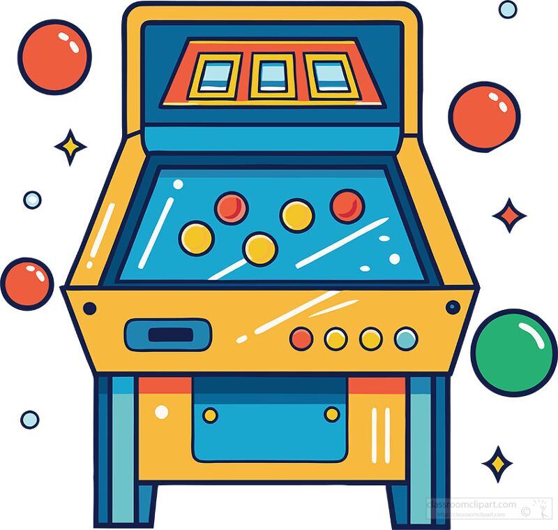 bright and colorful vector design of a pinball machine