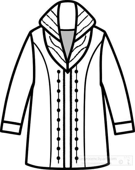 reversible winter coat with a unique button design black outline