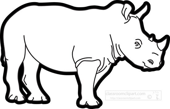 rhinoceros wid animal side view outline printable clip art