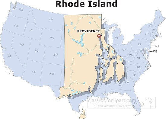 Rhode Island state large usa map clipart